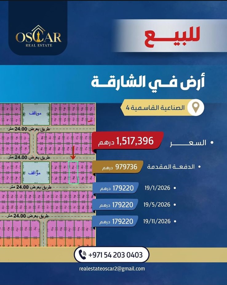 Industrial land for sale in Qasimia, Sharjah